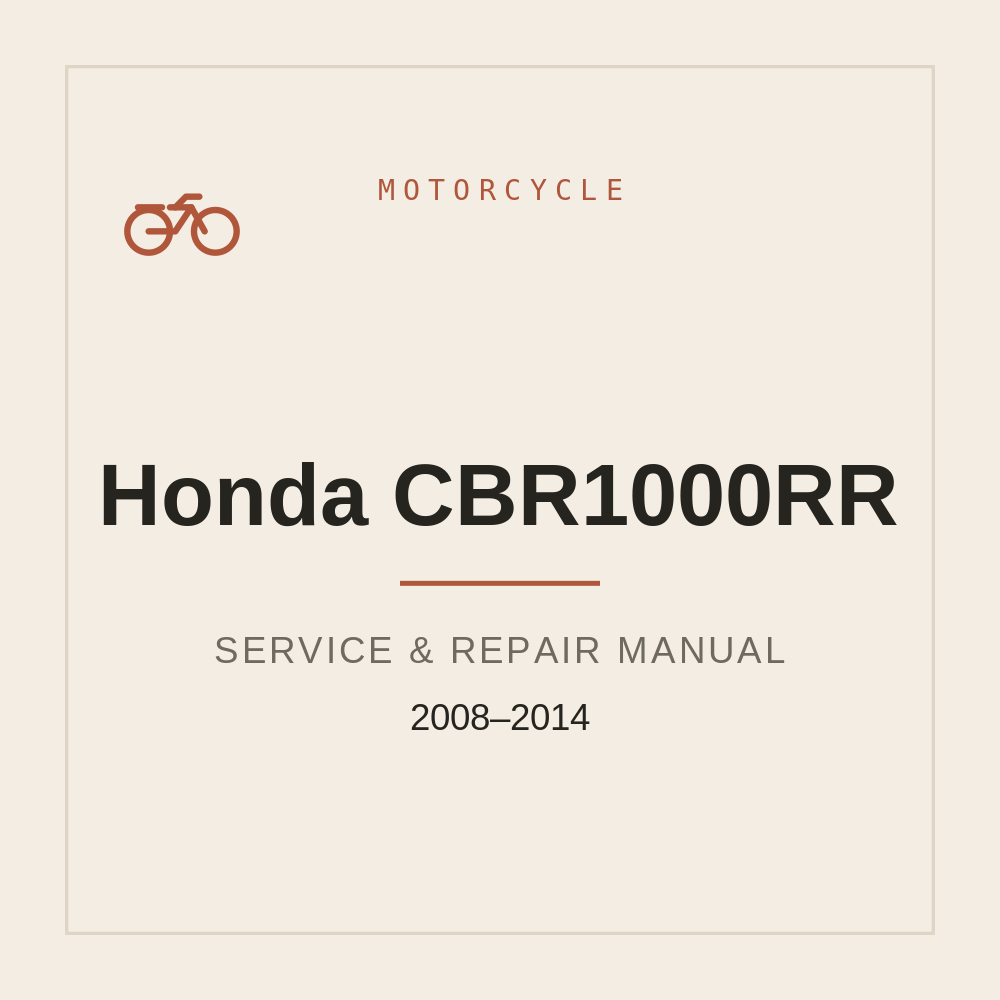 2008-2014 Honda CBR1000RR Workshop Repair manual — repair manual cover