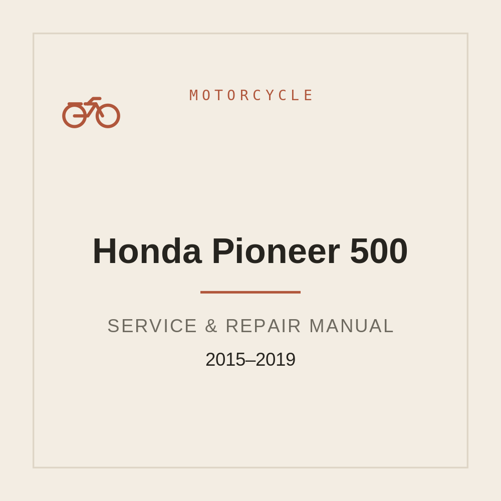2015-2019 Honda Pioneer 500 Workshop Repair manual — repair manual cover