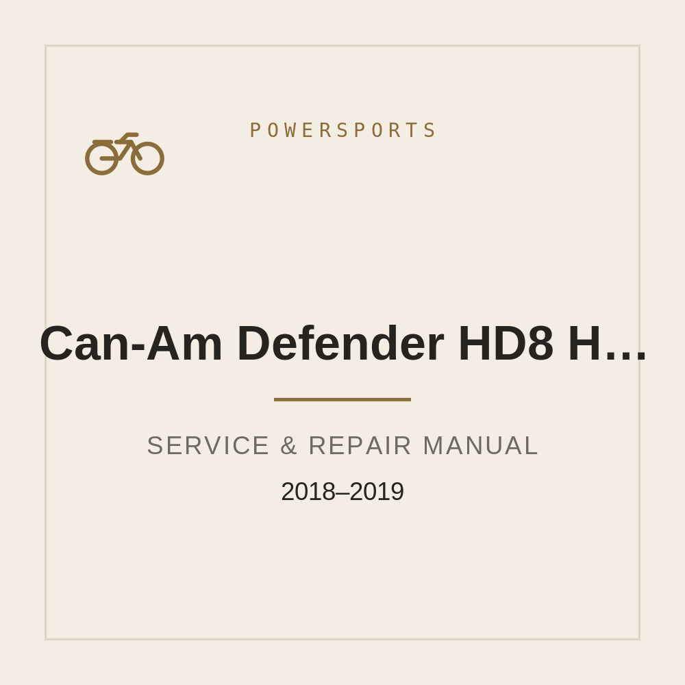 2018-2019 Repair Manual Can-Am Defender HD8 HD10 — repair manual cover