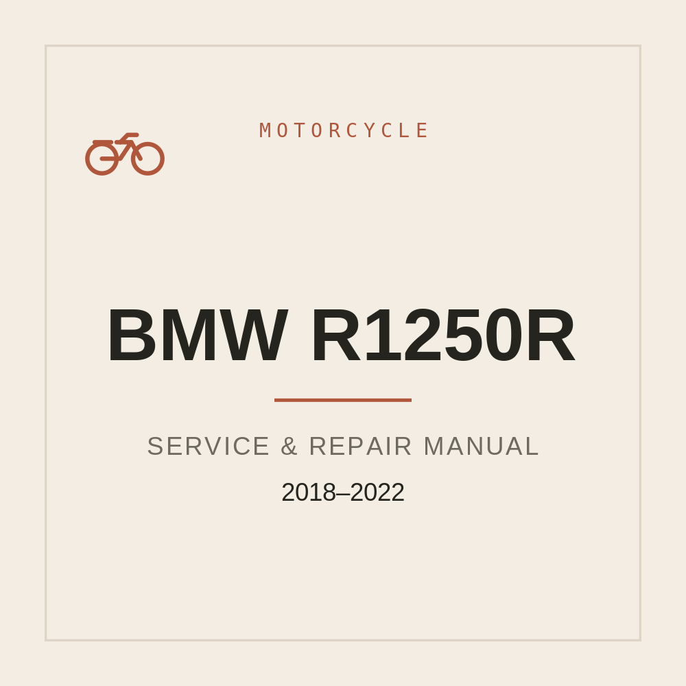 2018-2022 Service manual for BMW R1250R — repair manual cover