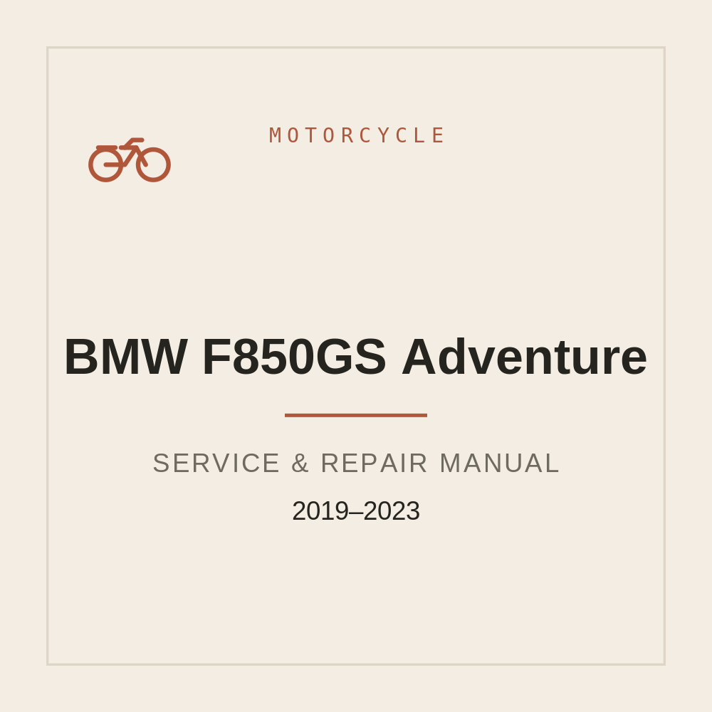 2019-2023 BMW F850GS Adventure Workshop Service Manual — repair manual cover