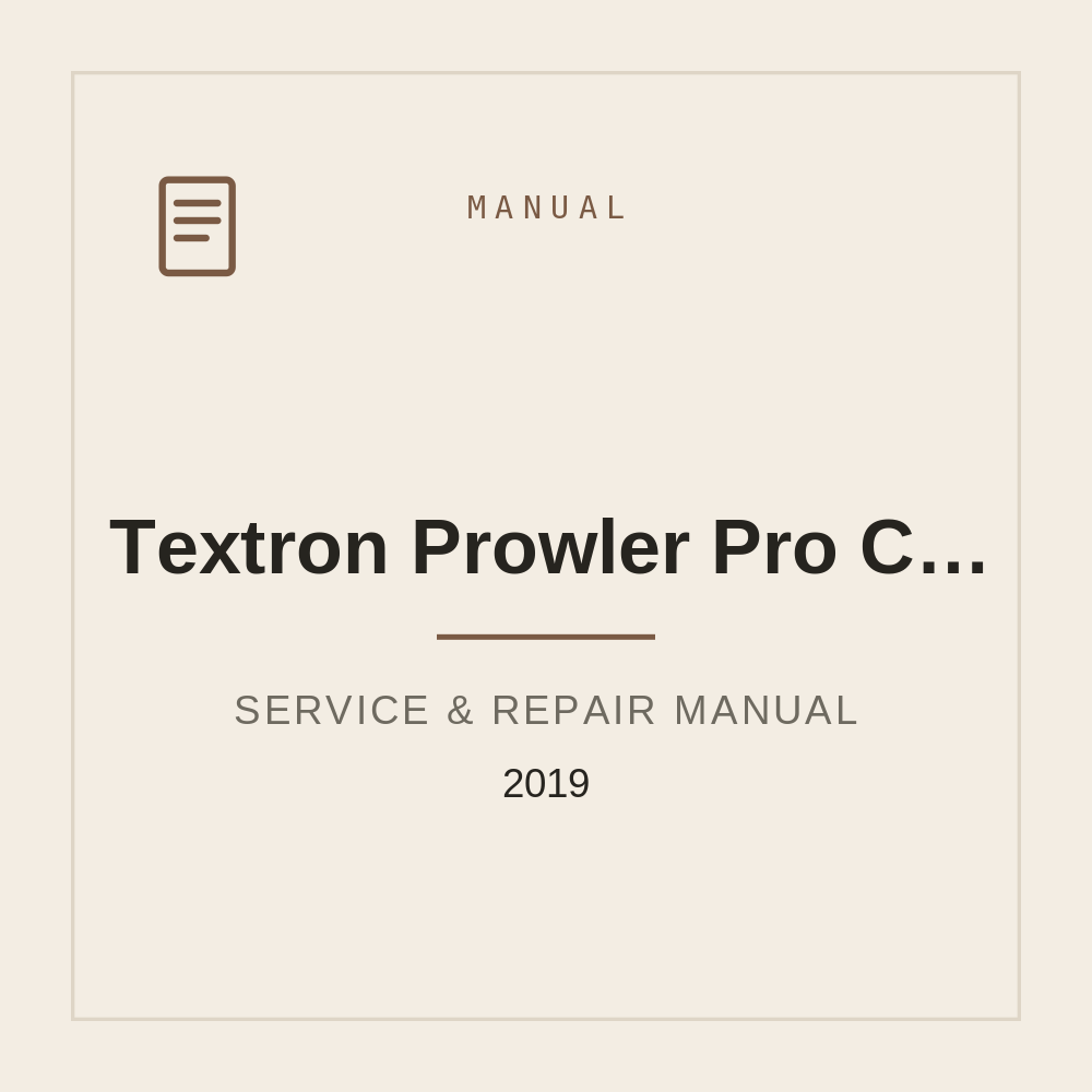 2019 Service manual for Textron Prowler Pro Crew — repair manual cover