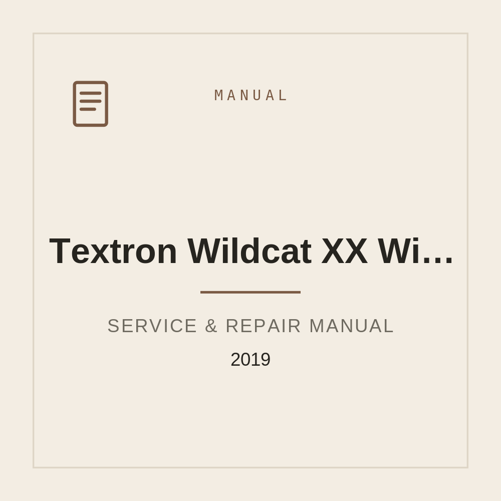 2019 Workshop Service Manual for Textron Wildcat XX Wildcat Trail — repair manual cover