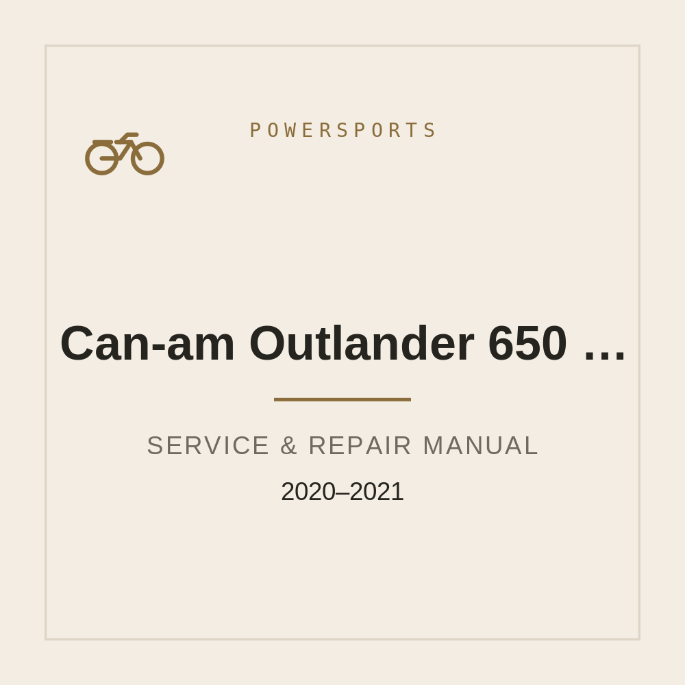 2020-2021 Service Repair manual For Can-am Outlander 650 850 1000R — repair manual cover