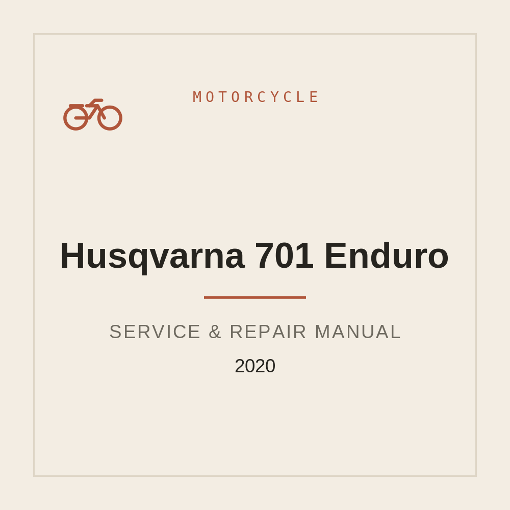2020 Service Manual for Husqvarna 701 Enduro — repair manual cover