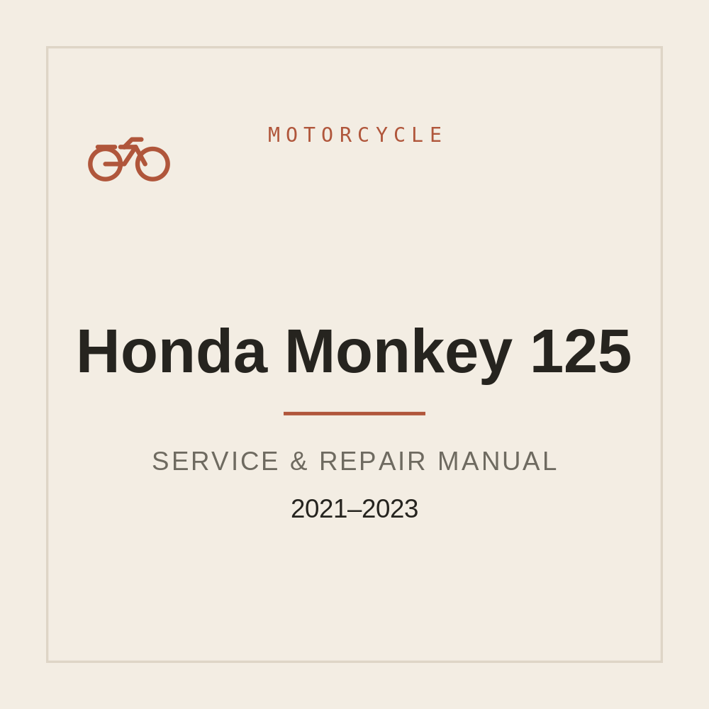 2021-2023 Honda Monkey 125 Workshop Manual — repair manual cover