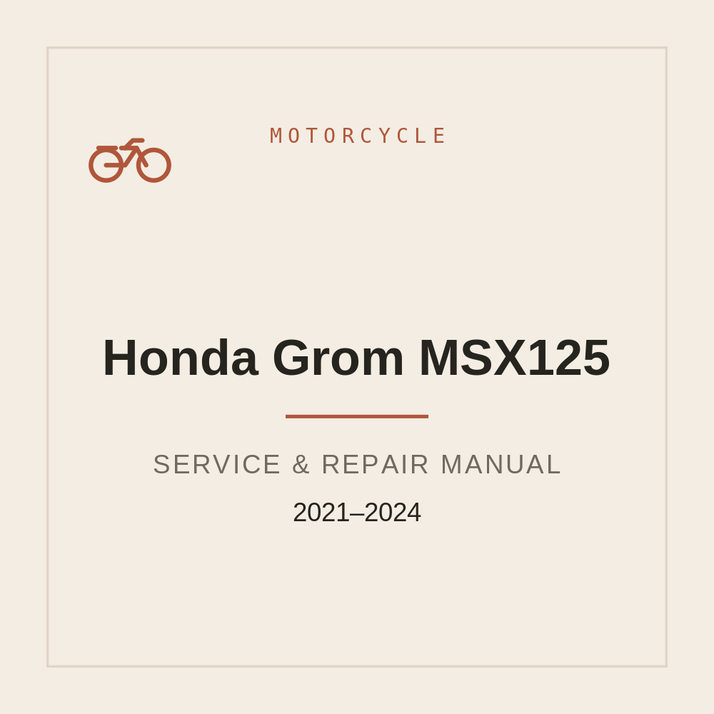 2021-2024 Honda Grom MSX125 Workshop Service Manual — repair manual cover