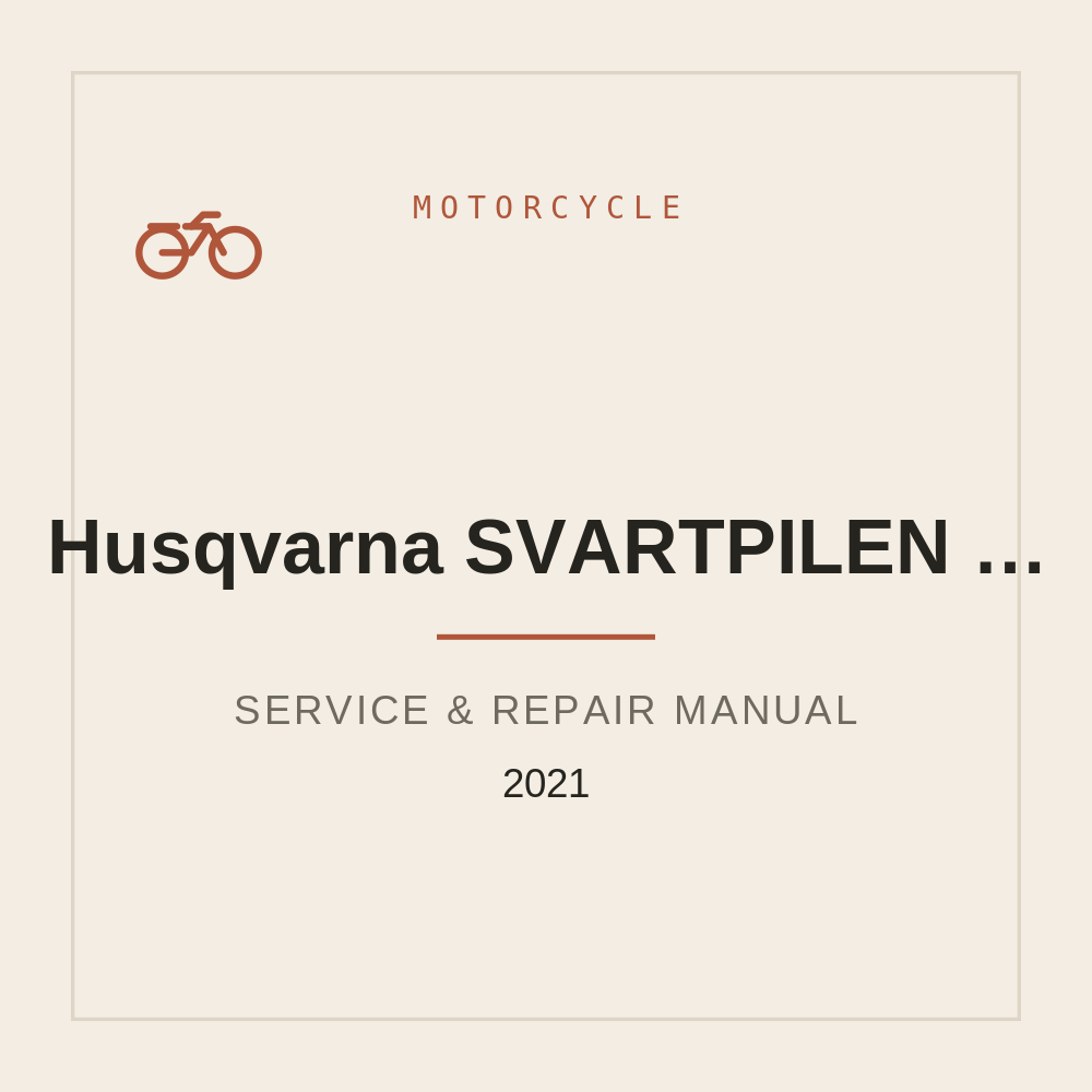 2021 Husqvarna SVARTPILEN 125 Workshop Service Manual — repair manual cover