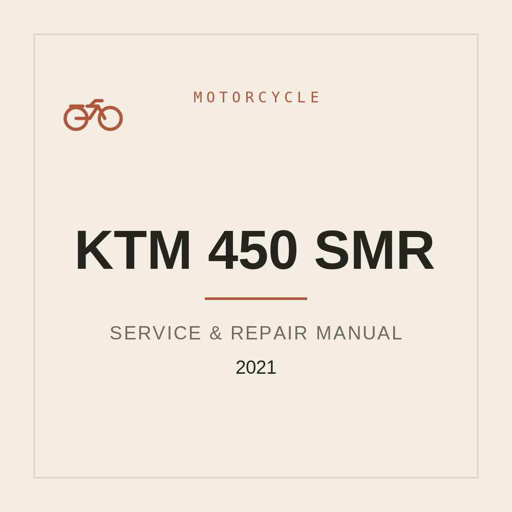 2021 KTM 450 SMR Workshop Service manual — repair manual cover