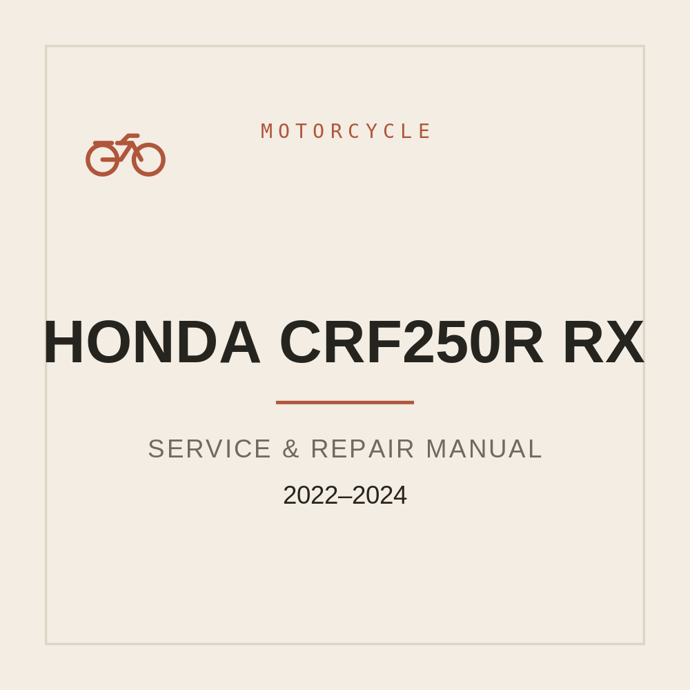 2022-2024 HONDA CRF250R RX Workshop Service Manual — repair manual cover
