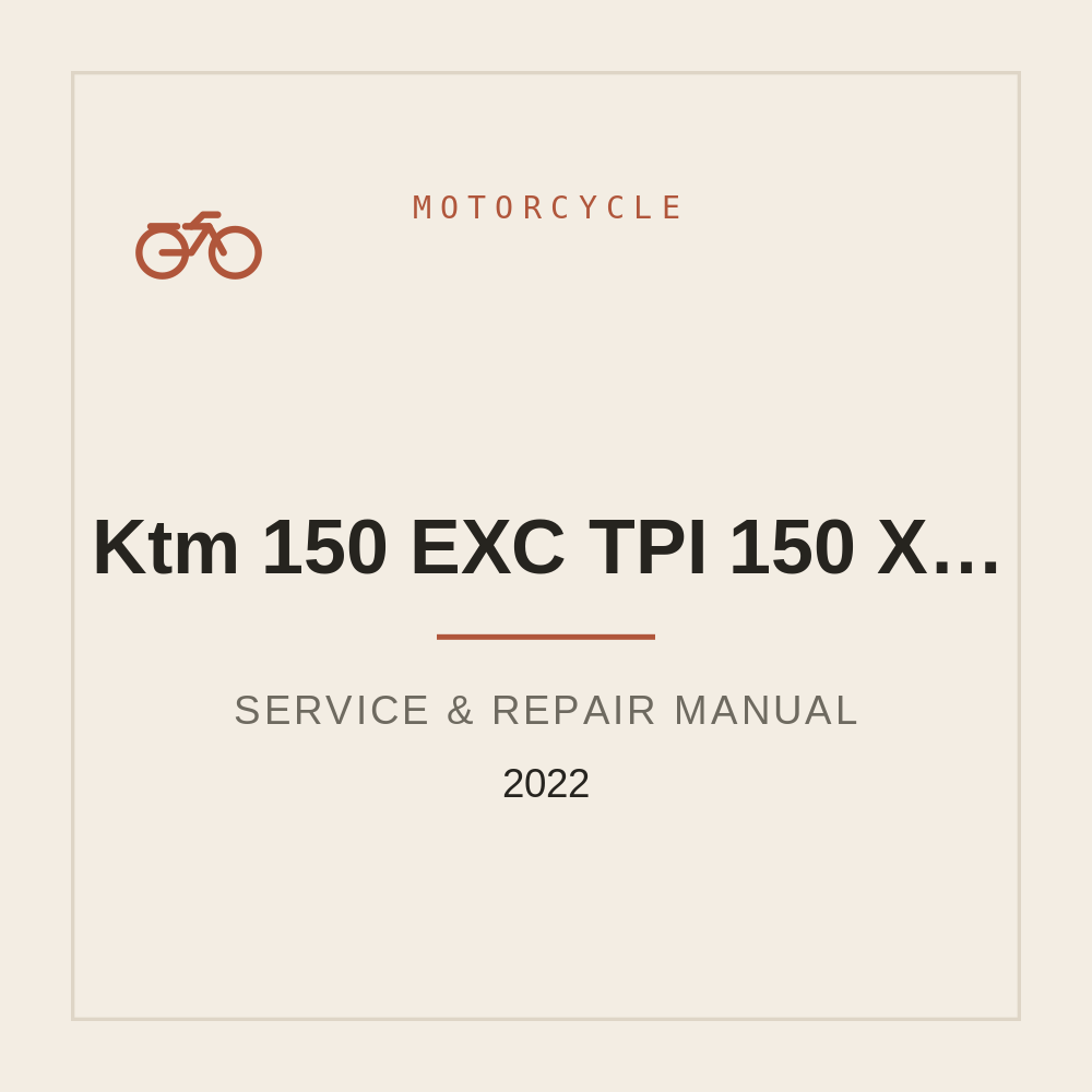 2022 Ktm 150 EXC TPI 150 XC-W Tpi Workshop Service Manual — repair manual cover