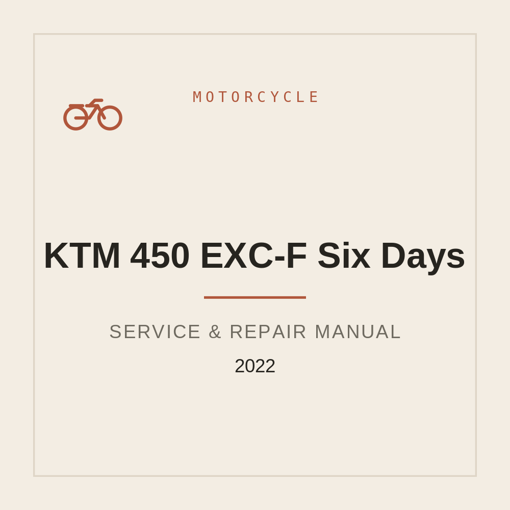 2022 KTM 450 EXC-F Six Days Service Manual — repair manual cover