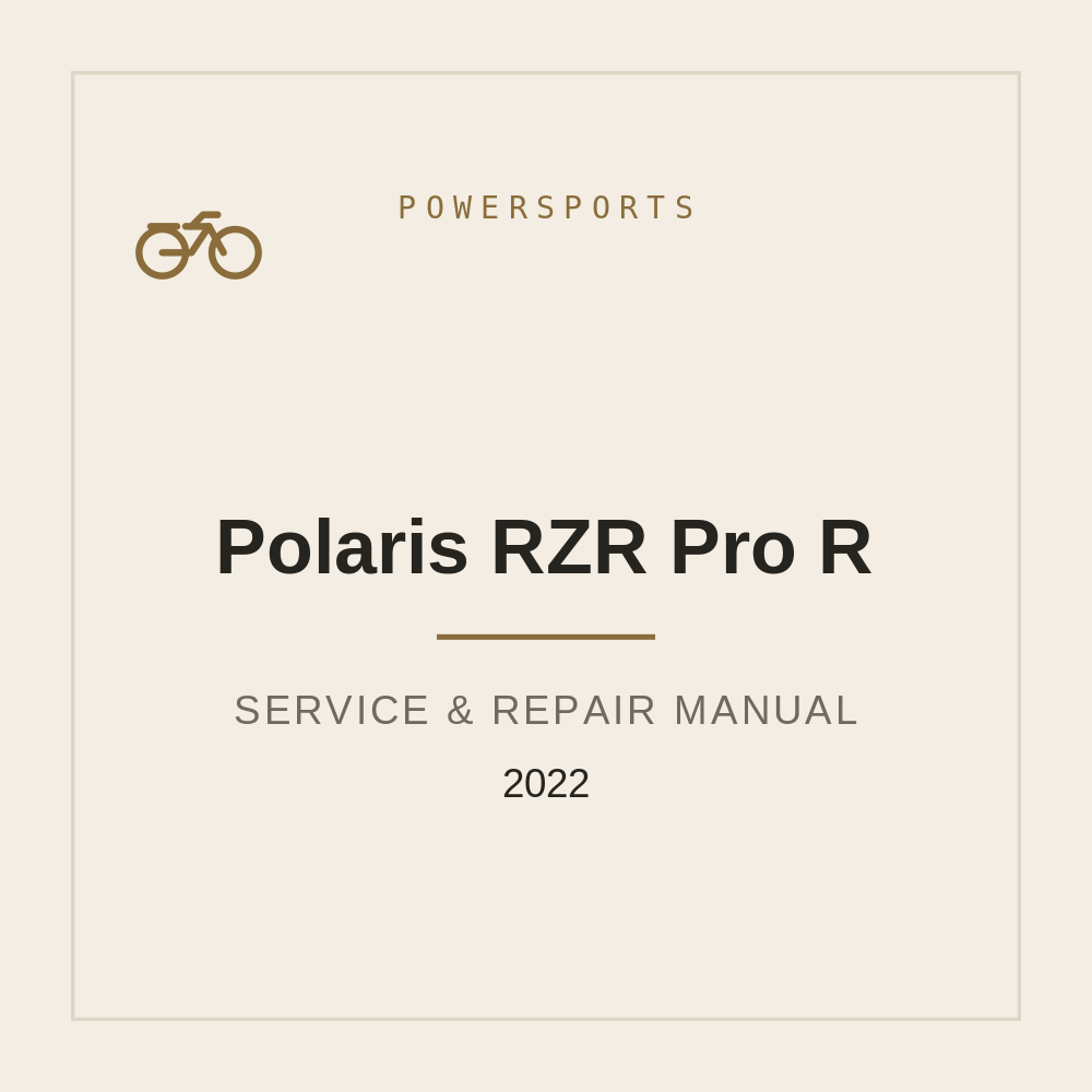 2022 Workshop Service Manual Polaris RZR Pro R — repair manual cover