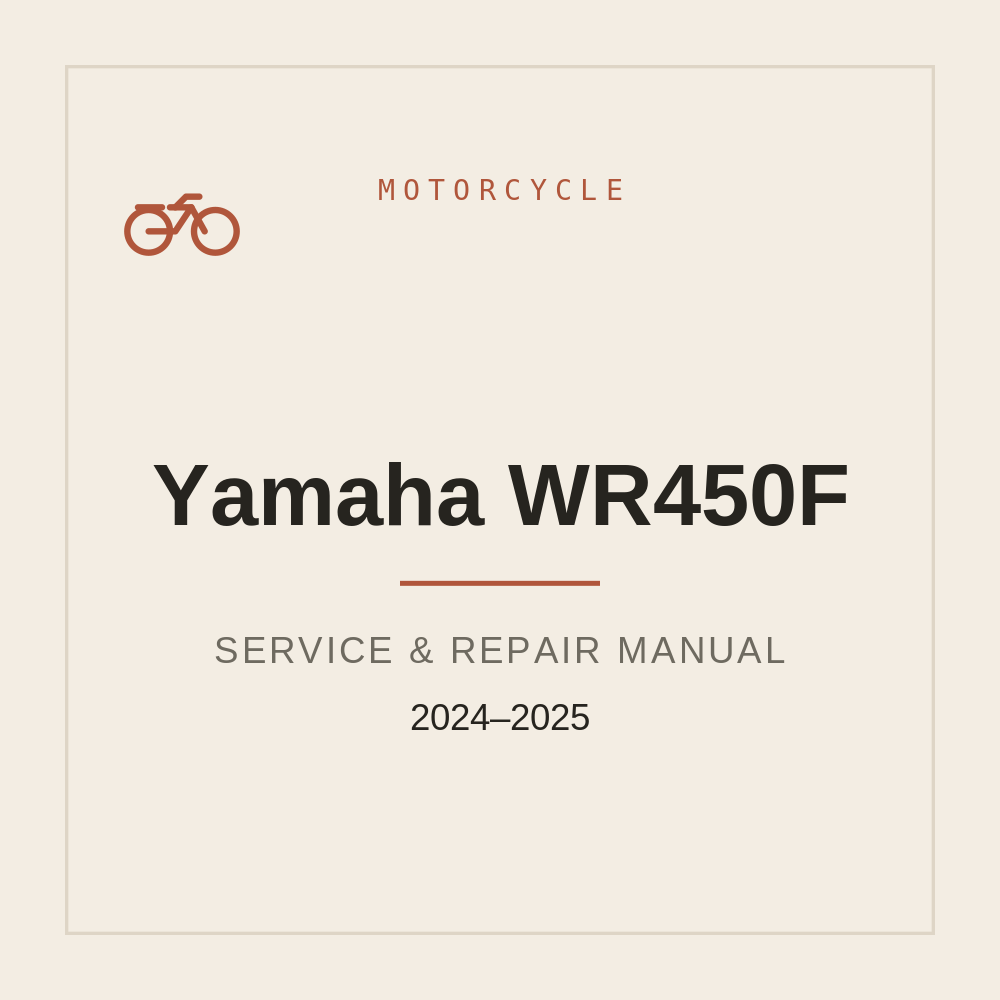 2024-2025 Workshop manual for Yamaha WR450F — repair manual cover