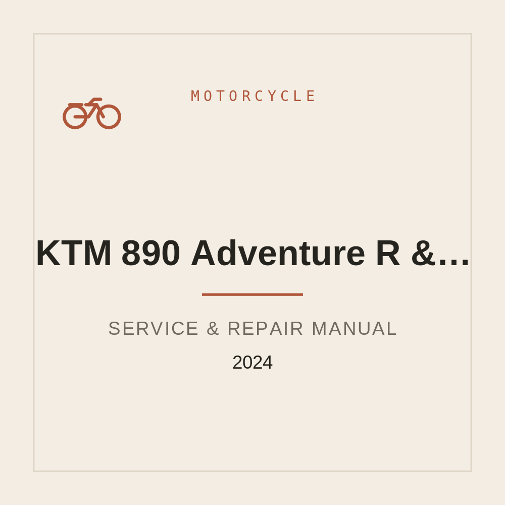 2024 KTM 890 Adventure R & Rally Service Repair manual — repair manual cover
