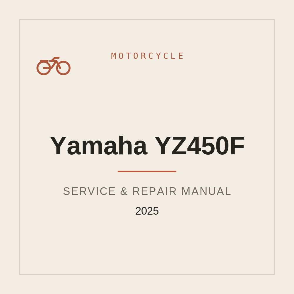 2025 Yamaha YZ450F Workshop Service manual — repair manual cover