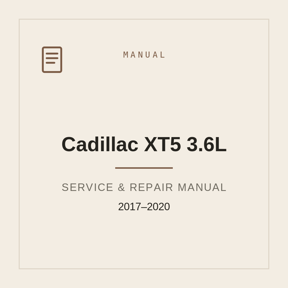 Cadillac XT5 3.6L Service workshop Manual 2017 2018 2019 2020 — repair manual cover