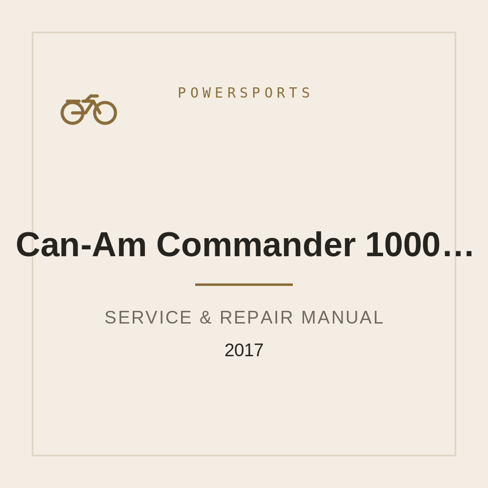 Can-Am Commander 1000 / 800 | 2017 Workshop repair Manual — repair manual cover