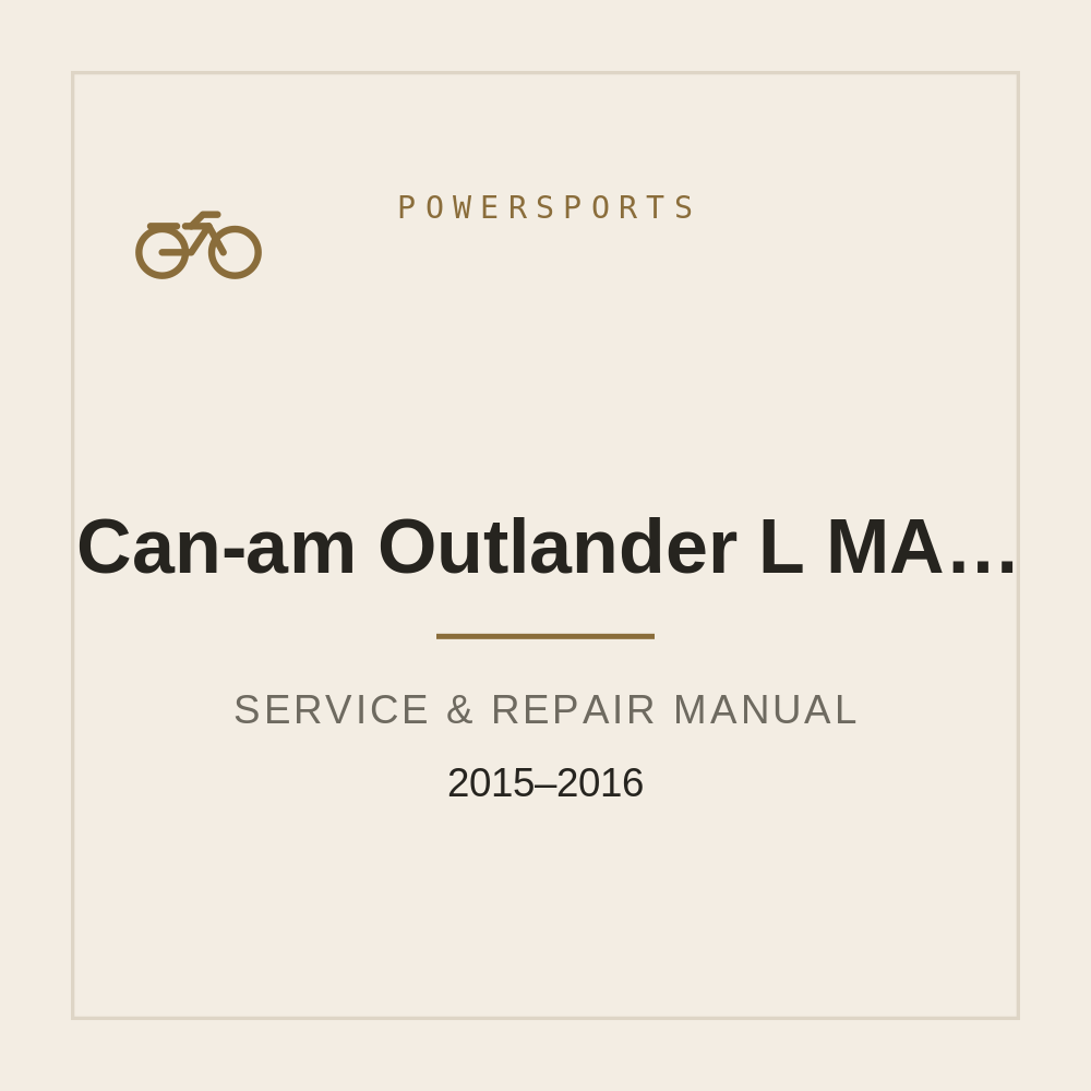 Can-am Outlander L MAX DPS 450 | Workshop Service manual 2015 2016 — repair manual cover