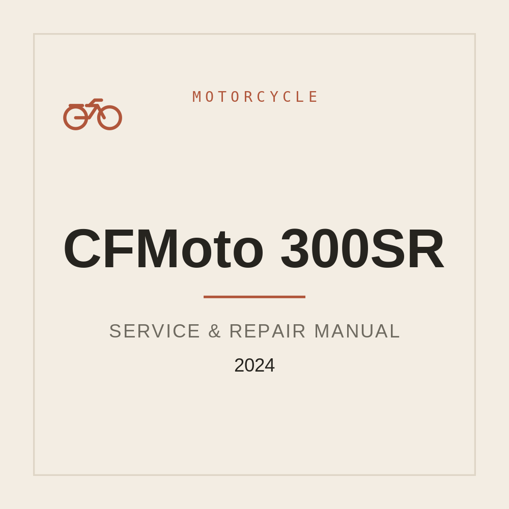 CFMoto 300SR Service Workshop manual 2024 — repair manual cover