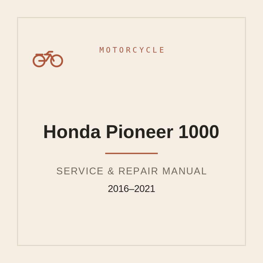 Honda Pioneer 1000 Service Manual (2016-2021) — repair manual cover