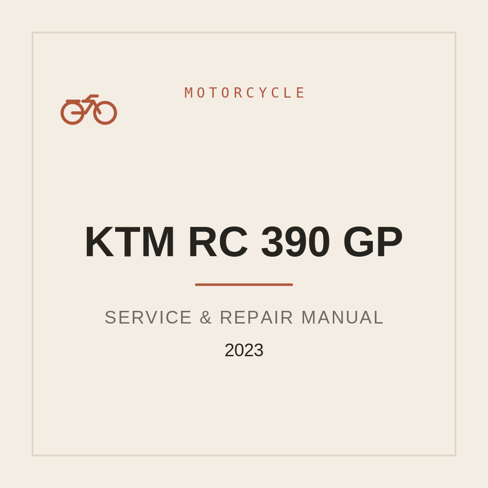 KTM RC 390 GP Workshop Manual 2023 — repair manual cover