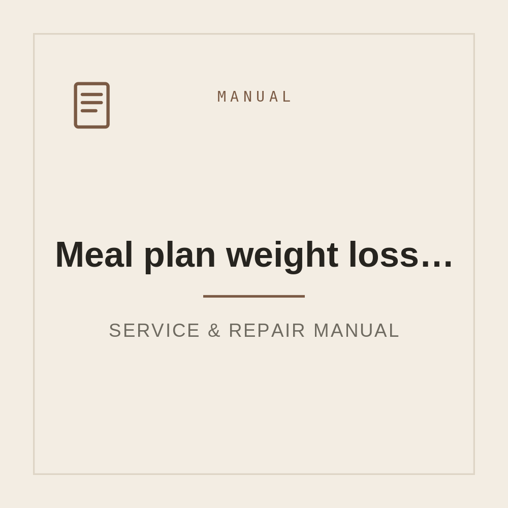 Meal plan for weight loss | diet plan| healthy meals — repair manual cover