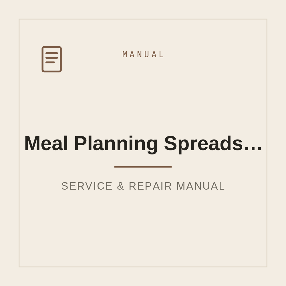 Meal Planning Spreadsheet-Recipe, Ingredients & Grocery List (Google Sheets) — repair manual cover