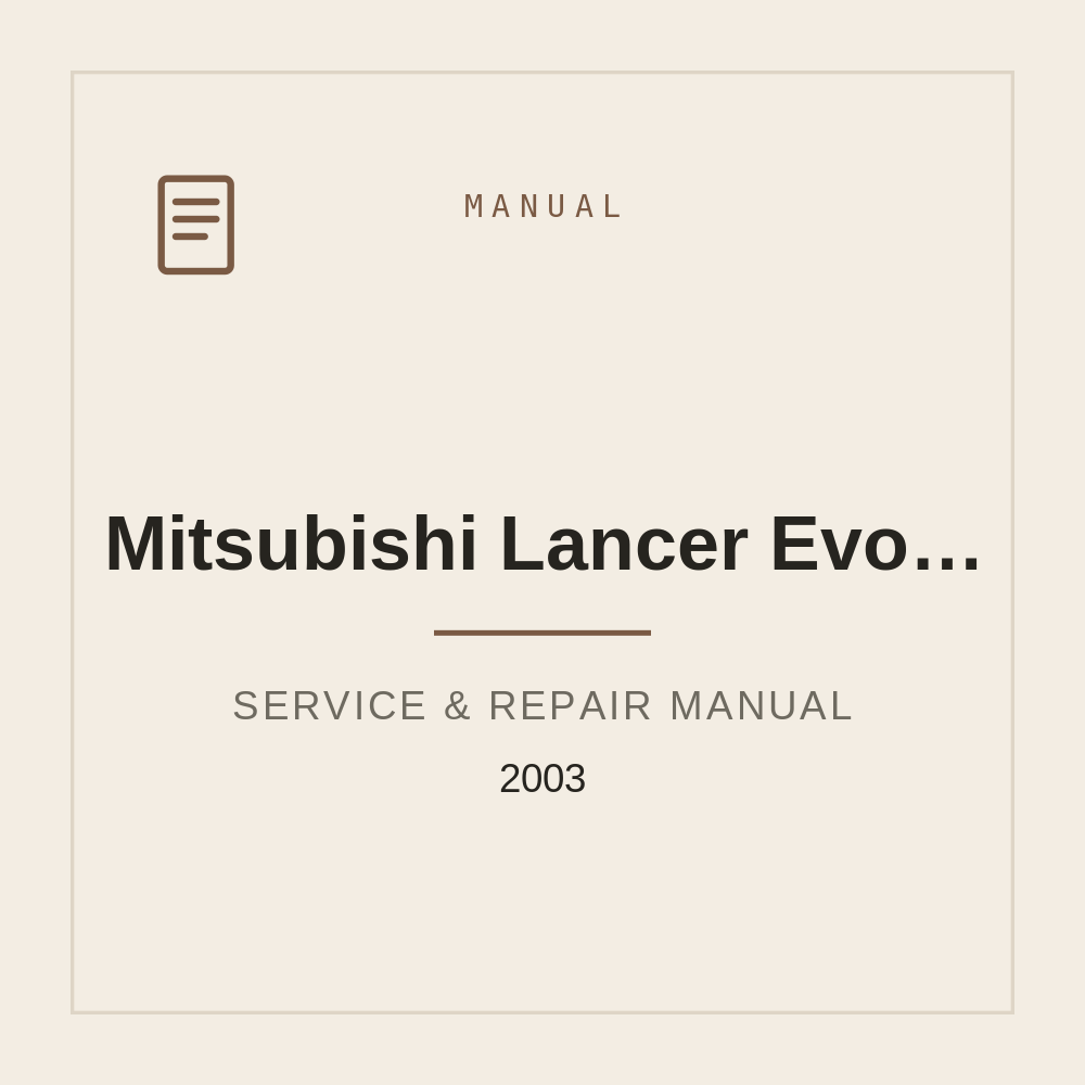 Mitsubishi Lancer Evolution VIII-8 2003 Workshop Service Manual — repair manual cover