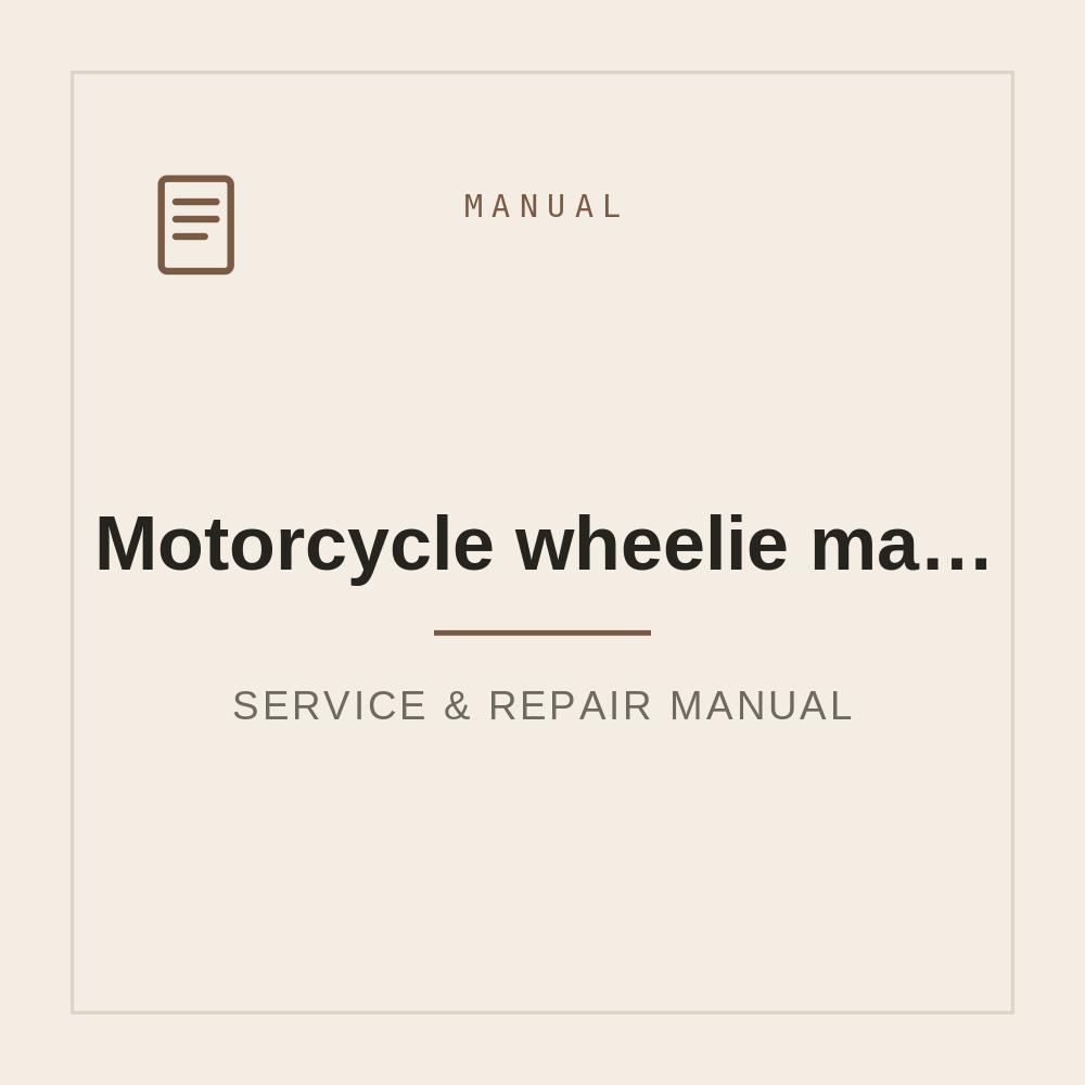 Motorcycle wheelie machine trainer PDF plans — repair manual cover
