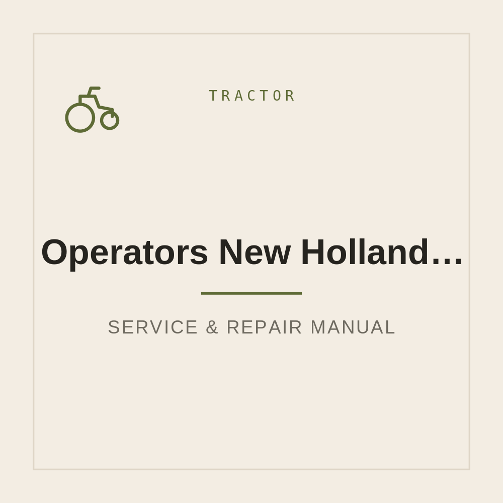 Operators manual New Holland Workmaster 33 Workmaster 37 — repair manual cover