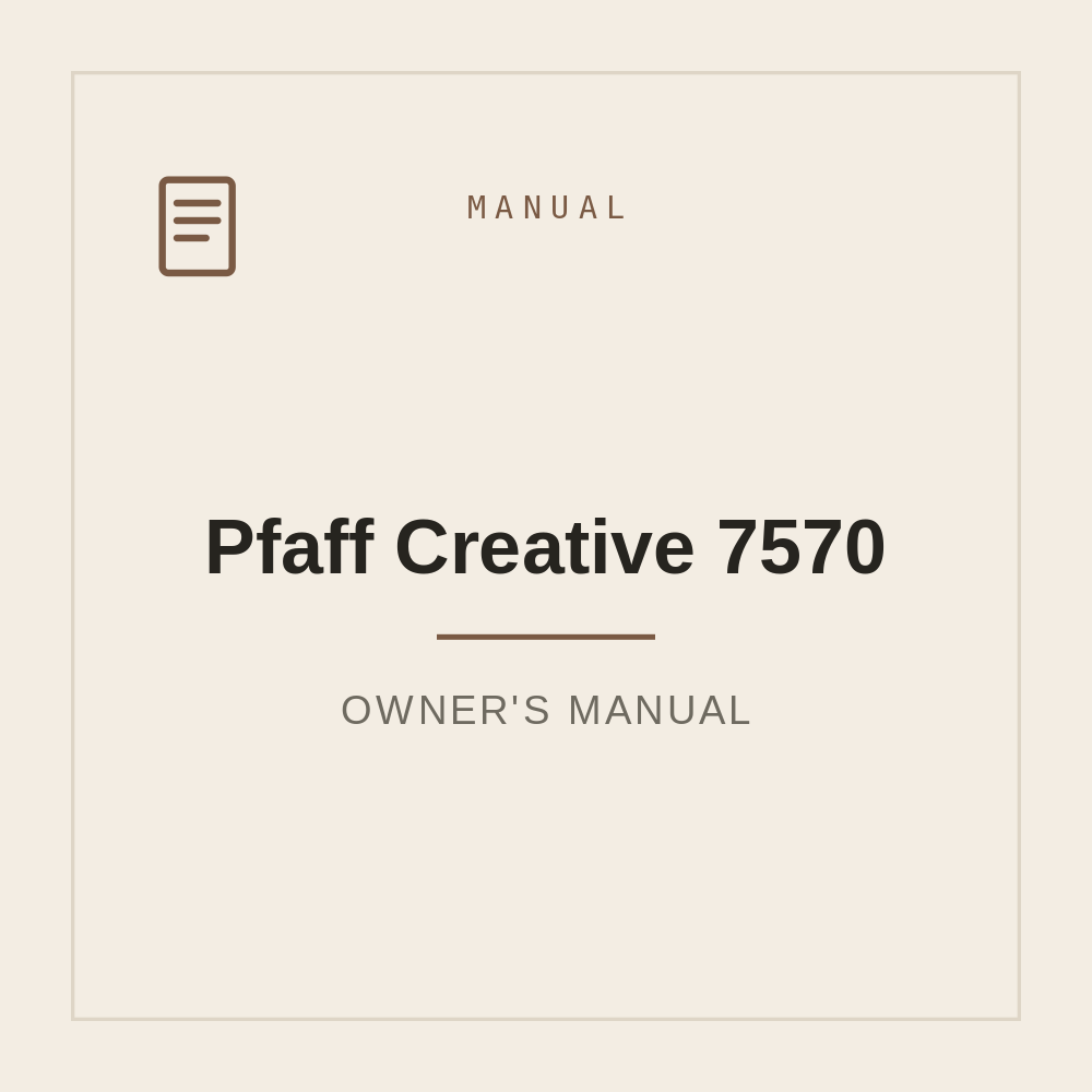 Pfaff Creative 7570 Owners manual — repair manual cover