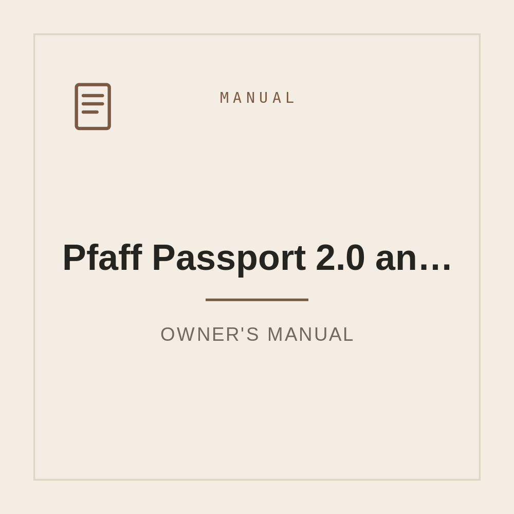 Pfaff Passport 2.0 and 3.0 Owners manual — repair manual cover