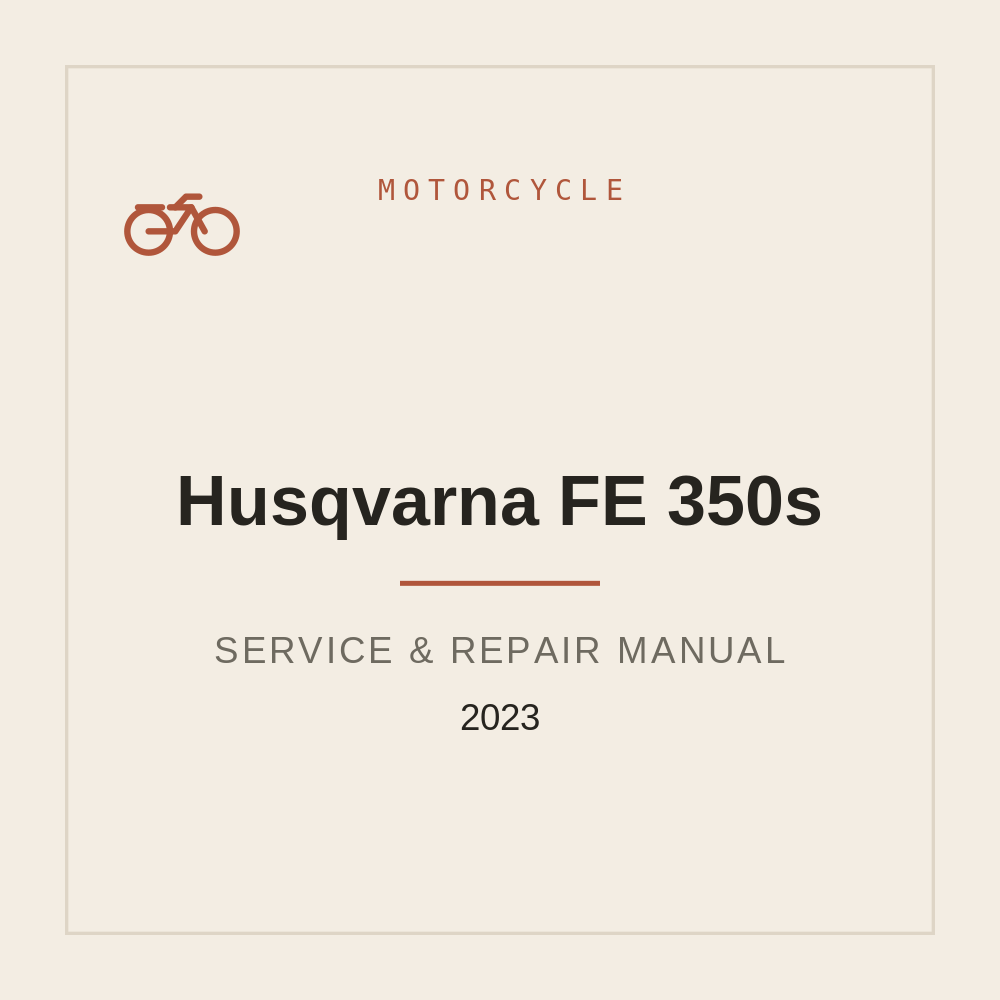 Repair Manual for Husqvarna FE 350s 2023 — repair manual cover