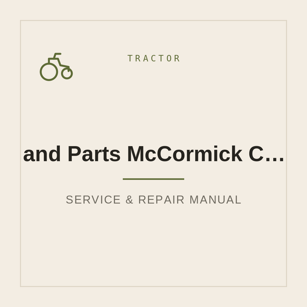 Service manual and Parts manual for McCormick CT36 CT28 — repair manual cover