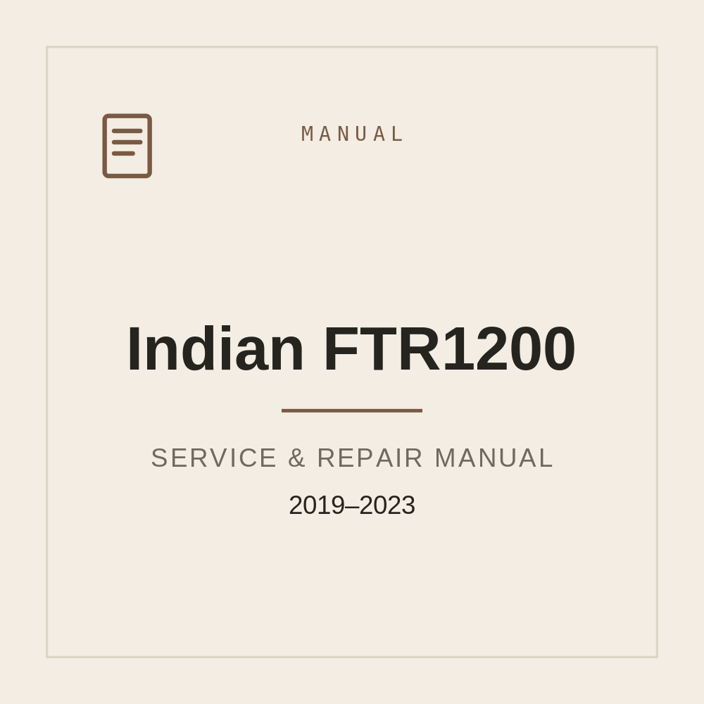 Service Manual for Indian FTR1200 (2019 2020 2021 2022 2023) — repair manual cover