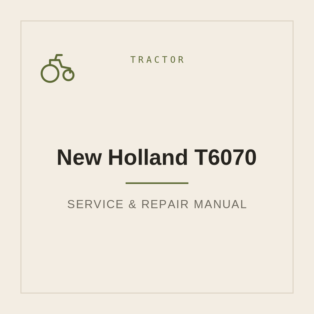 Service manual for New Holland T6070 — repair manual cover