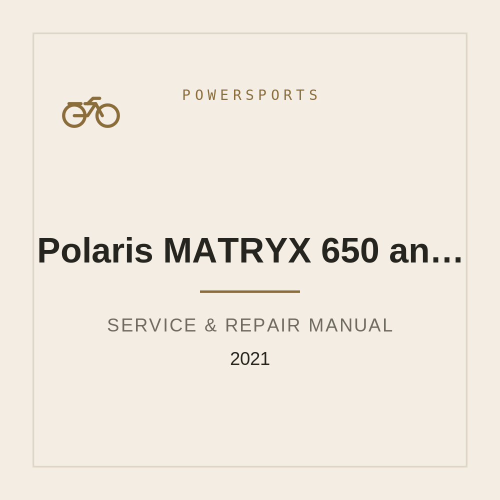 Service Manual for Polaris MATRYX 650 and 850 Snowmobile 2021 — repair manual cover