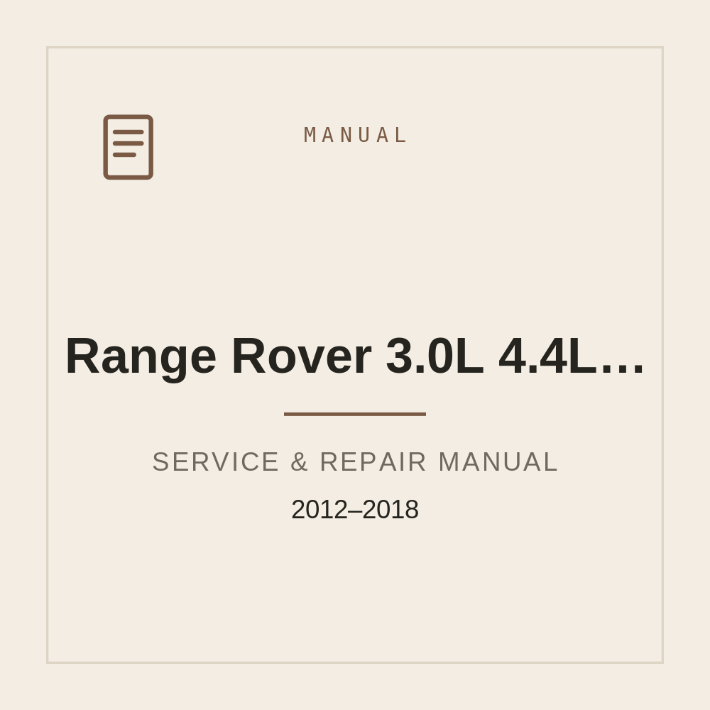 Service manual for Range Rover 3.0L 4.4L Diesel 2012-2018 | L405 — repair manual cover
