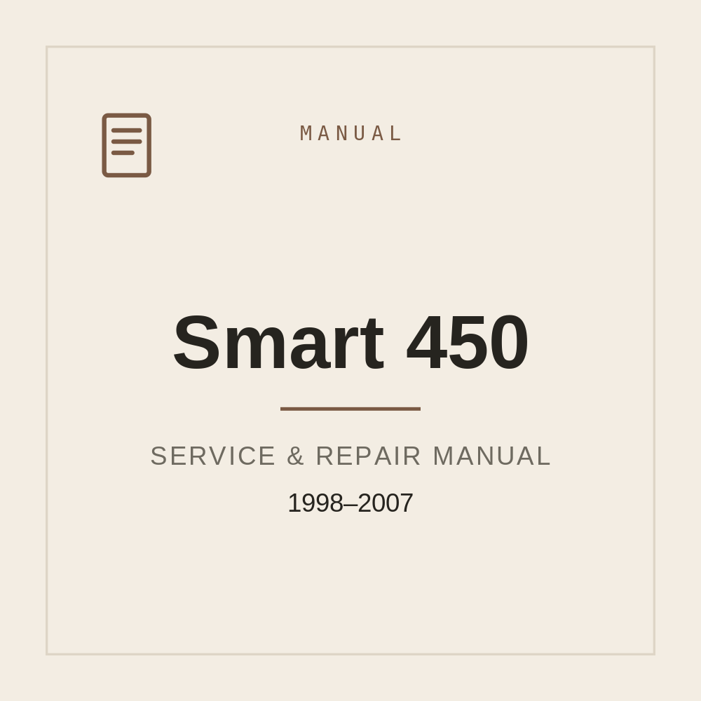 Service Manual for Smart 450 (1998-2007) — repair manual cover
