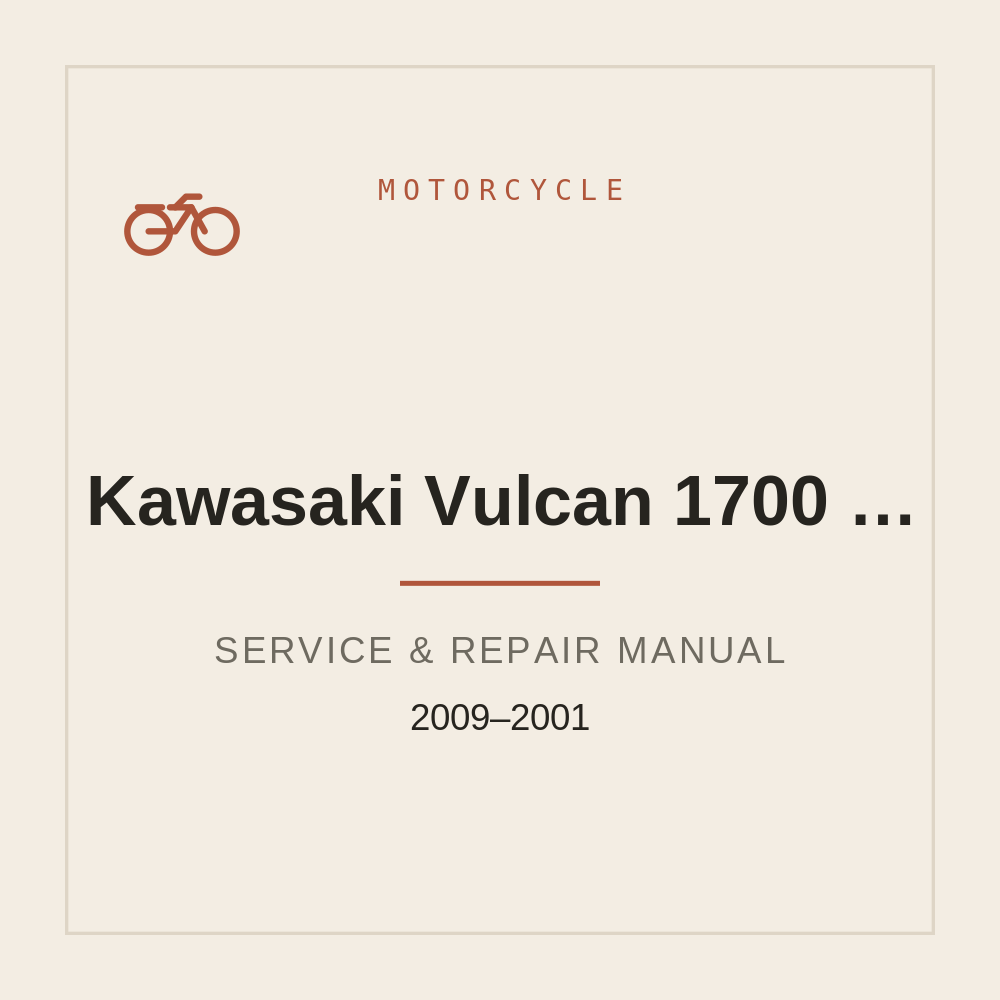 Service Repair manual For Kawasaki Vulcan 1700 Voyager ABS 2009-20010 — repair manual cover