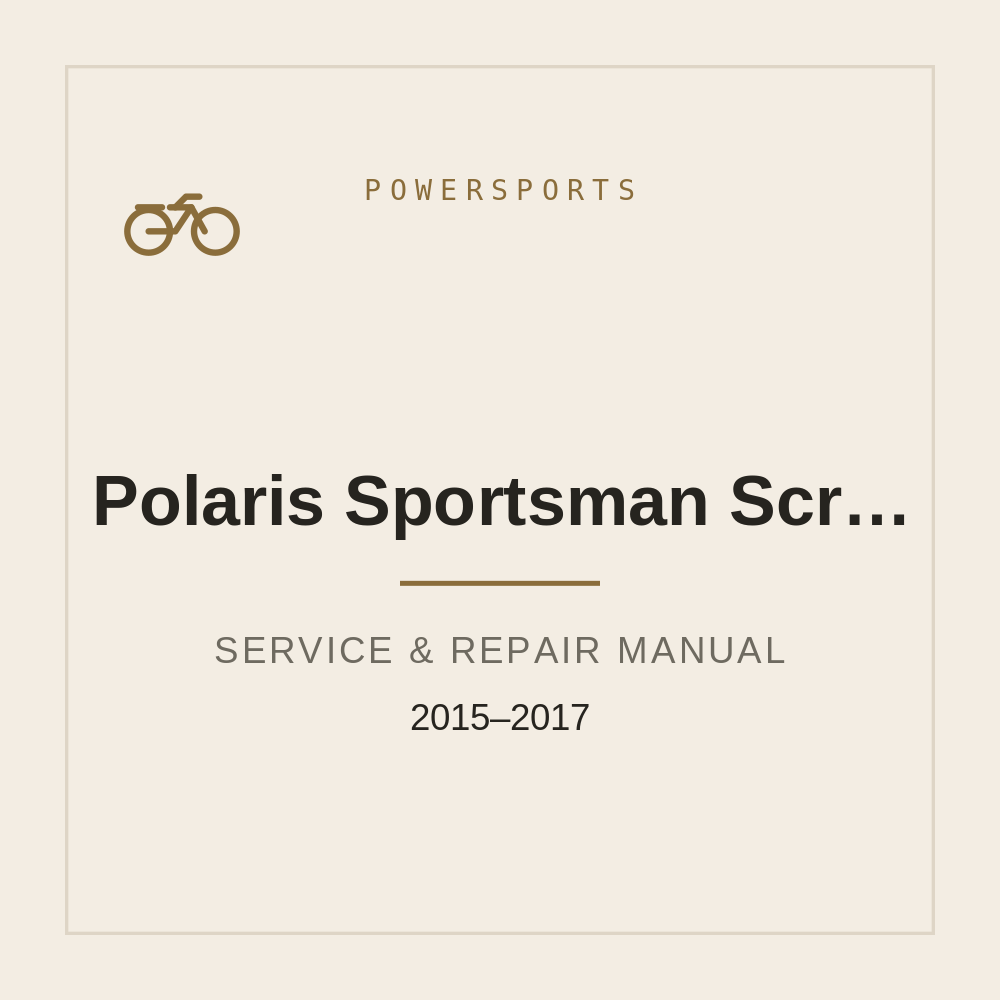 Service Repair manual for Polaris Sportsman Scrambler 850 (2015-2017) — repair manual cover