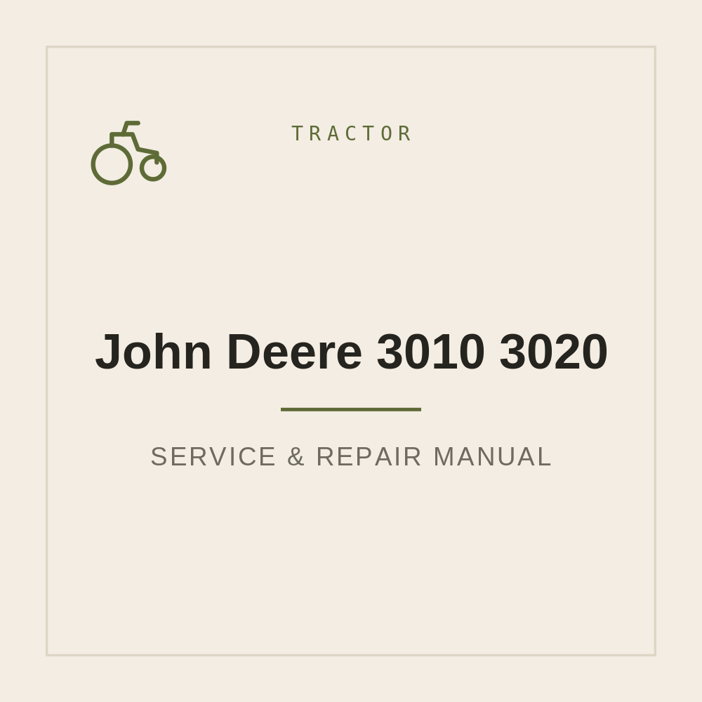 Service Repair manual John Deere 3010 3020 — repair manual cover