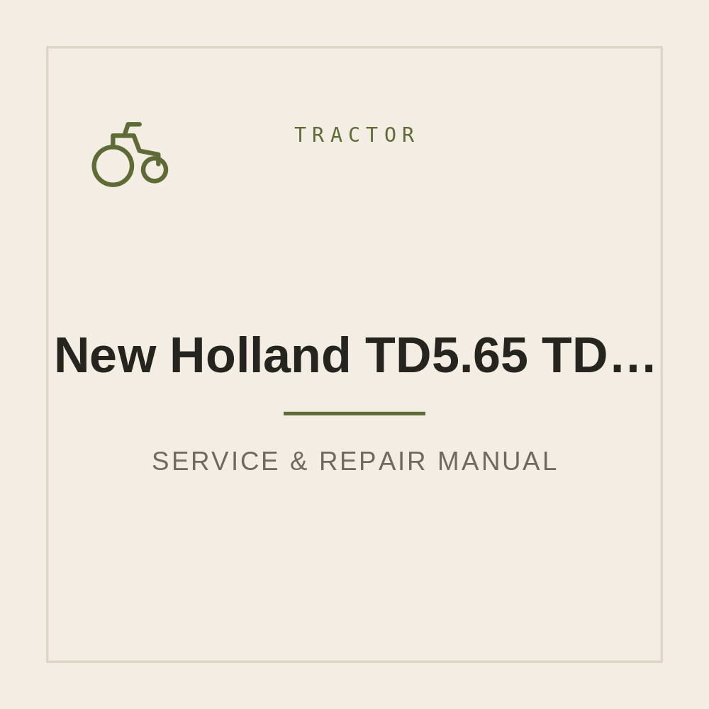 Service Repair manual New Holland TD5.65 TD5.75 TD5.85 TD5.95 TD5.105 TD5.115 — repair manual cover