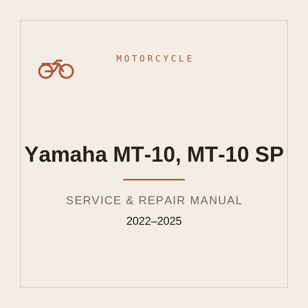 Service Repair Manual Yamaha MT-10, MT-10 SP (2022-2025) — repair manual cover