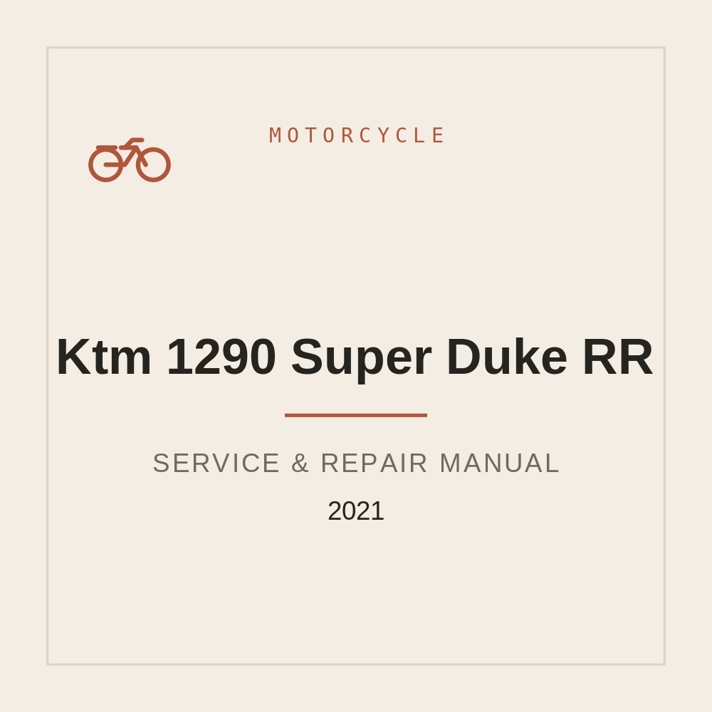 Service Workshop manual for Ktm 1290 Super Duke RR 2021 — repair manual cover