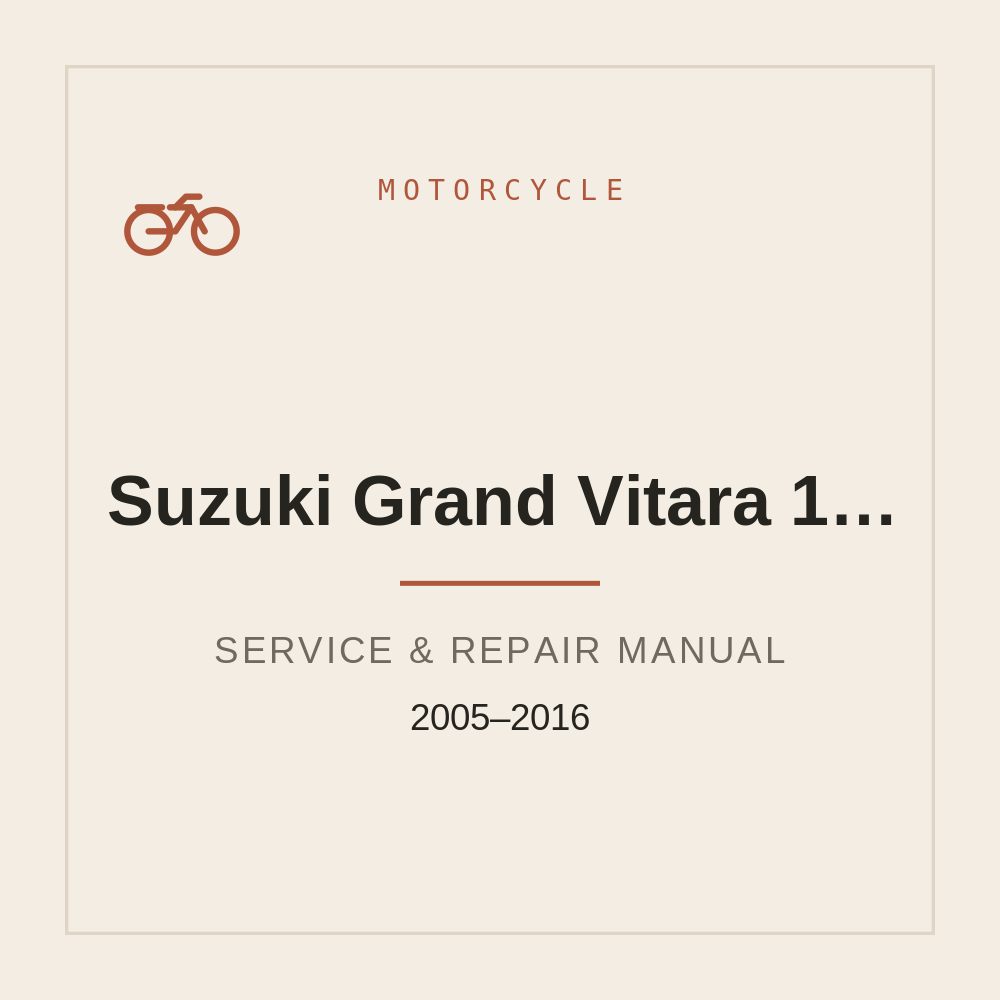 Suzuki Grand Vitara 1.9 2.0 Diesel, 2.0 2.4 Petrol Workshop Manual 2005-2016 — repair manual cover