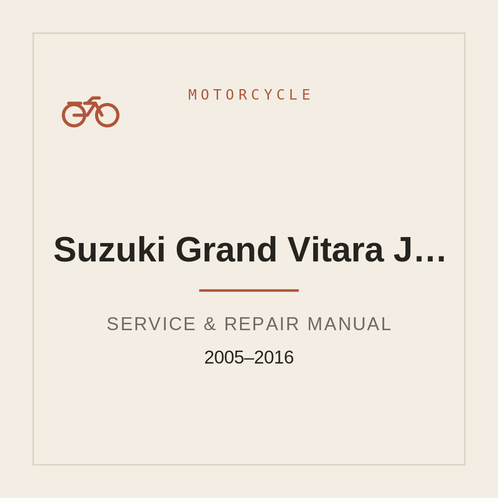 Suzuki Grand Vitara J24b 2.4 / M16A 1.6 Repair Service manual 2005-2016 — repair manual cover