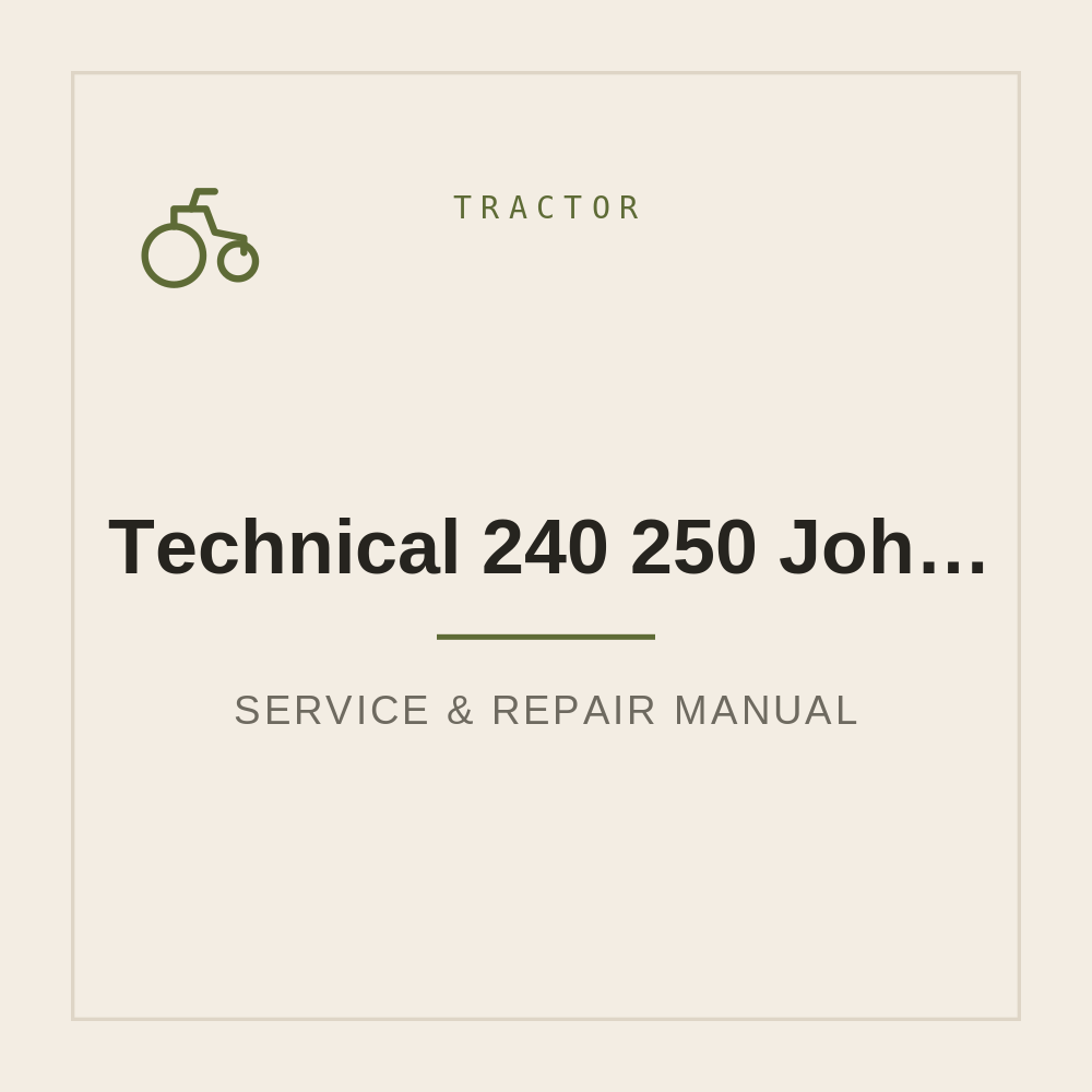 Technical Manual 240 250 John Deere — repair manual cover