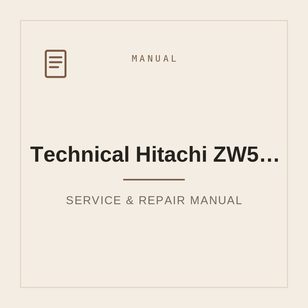 Technical Manual Hitachi ZW550 | TT11C5-E-00 — repair manual cover